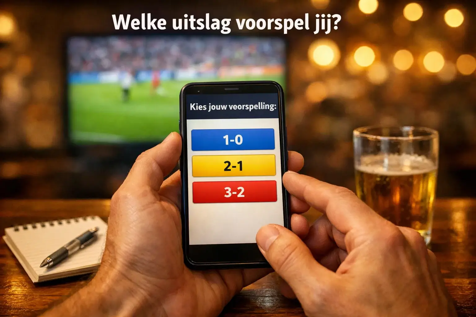 Bet builder weddenschap samenstellen op een smartphone tijdens een EK voetbalwedstrijd