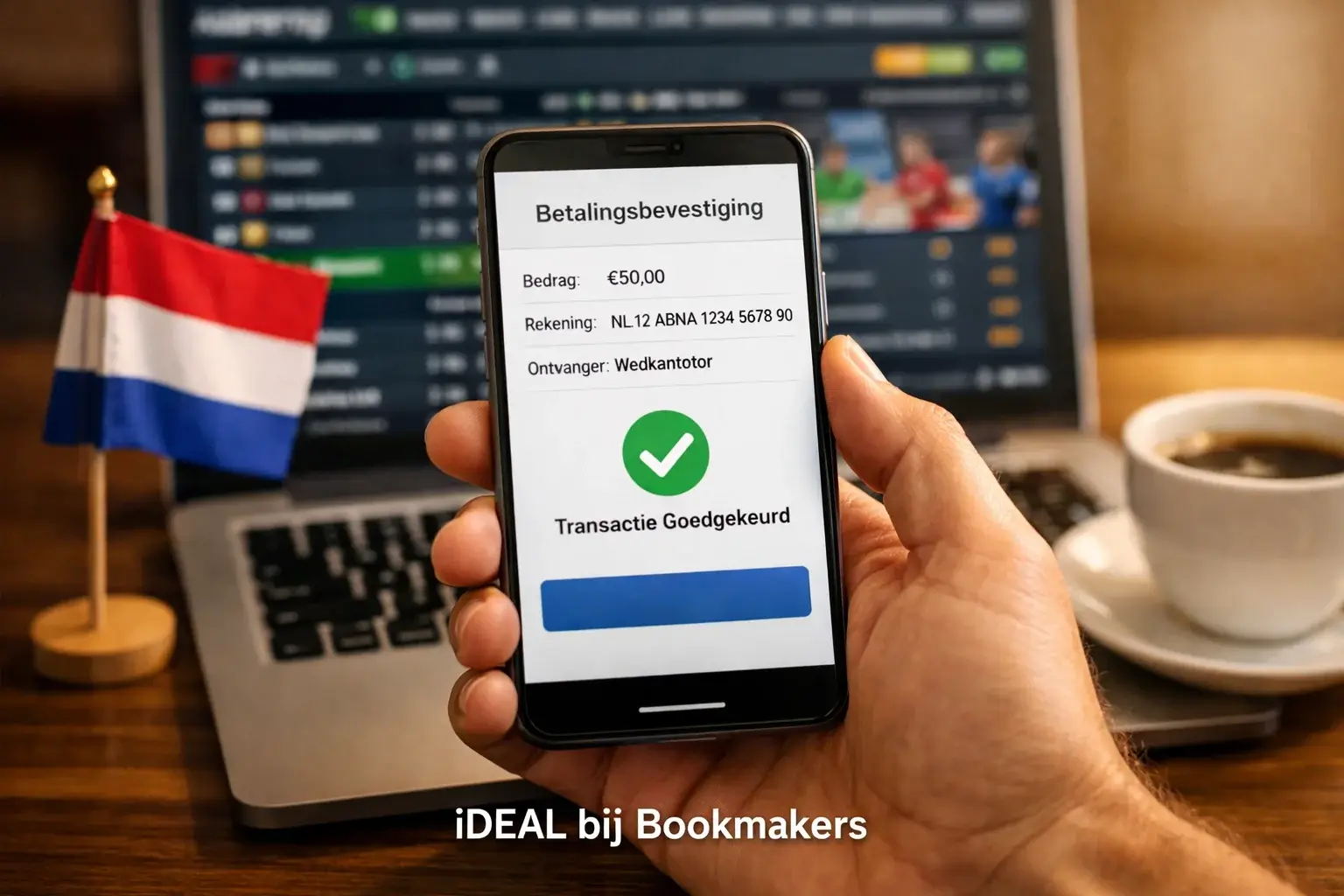 iDEAL betaling bij bookmaker op smartphone met bank-app