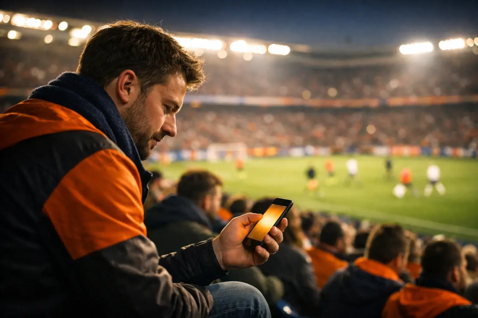 Live wedden op EK voetbal met in-play odds op een groot scherm in een stadion