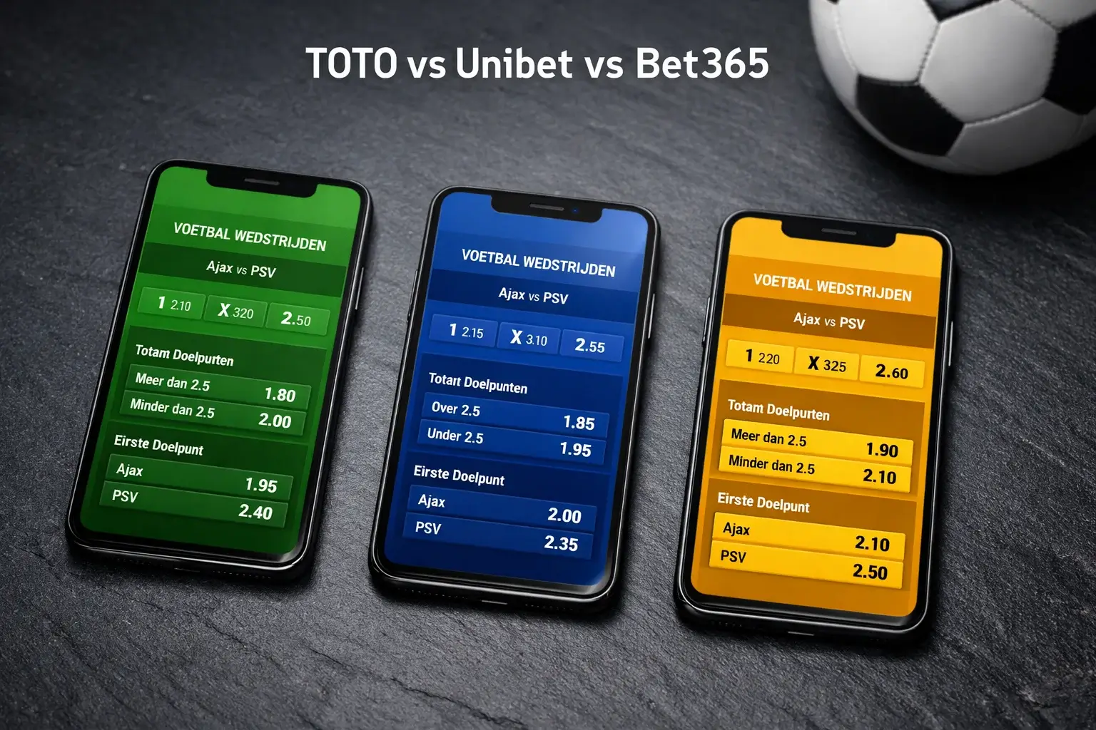 TOTO Unibet en Bet365 bookmakers vergelijken